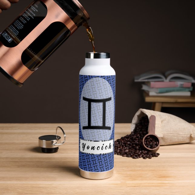 Gemini Zodiac Symbol Standard by Kenneth Yoncich Water Bottle (Coffee)