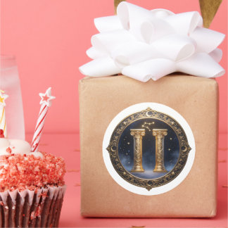 Gemini Zodiac Twins Classic Round Sticker