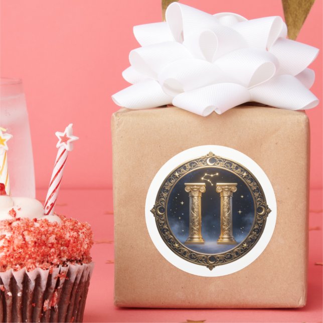 Gemini Zodiac Twins Classic Round Sticker (Party)