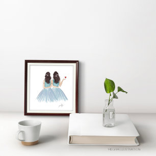 Gemini, zodiac, twins, fashion sketch, poster