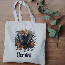 Gemini Zodiac Vintage Art With Dark Blue Text