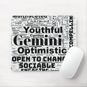 Gemini Zodiac Word Cloud Inspiration Mouse Pad