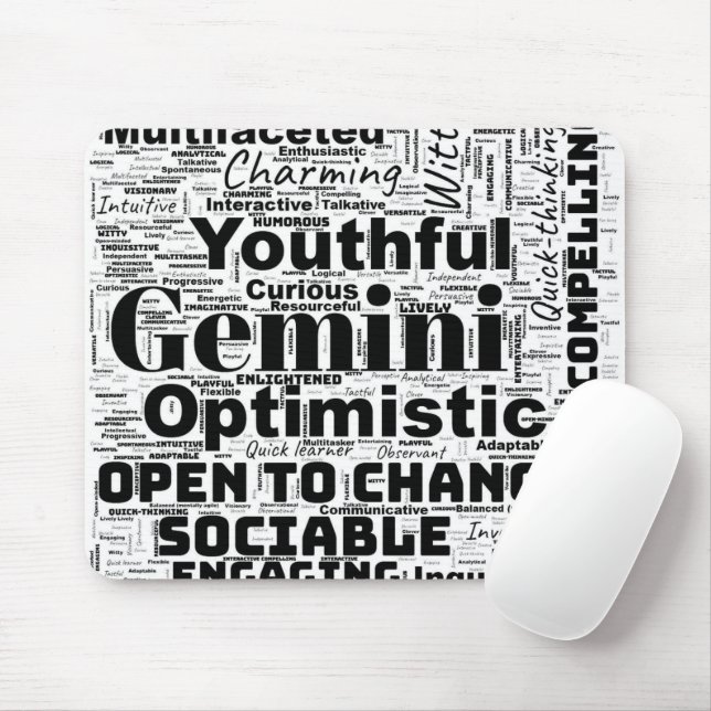 Gemini Zodiac Word Cloud Inspiration  Mouse Pad (With Mouse)