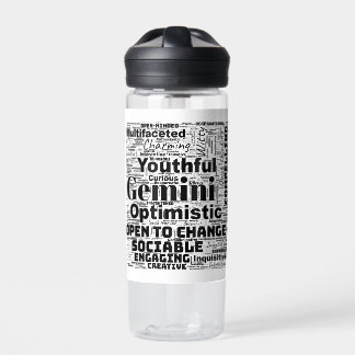 Gemini Zodiac Word Cloud Inspiration Water Bottle
