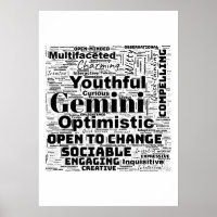 Gemini Zodiac Word Cloud 