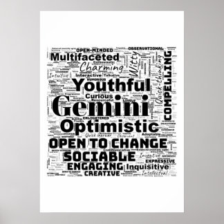Gemini Zodiac Word Cloud  Poster
