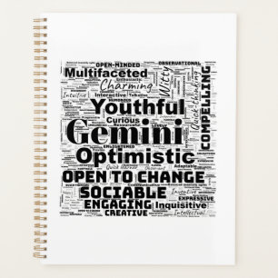 Gemini Zodiac Word Cloud Spiral Planner