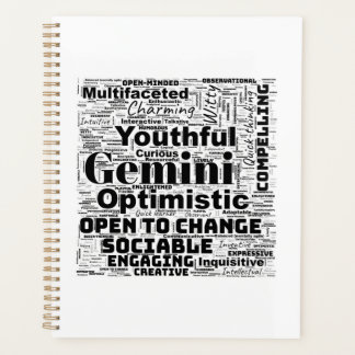 Gemini Zodiac Word Cloud Spiral Planner