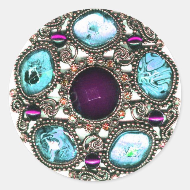 "Gems and Jewels" Classic Round Sticker (Front)