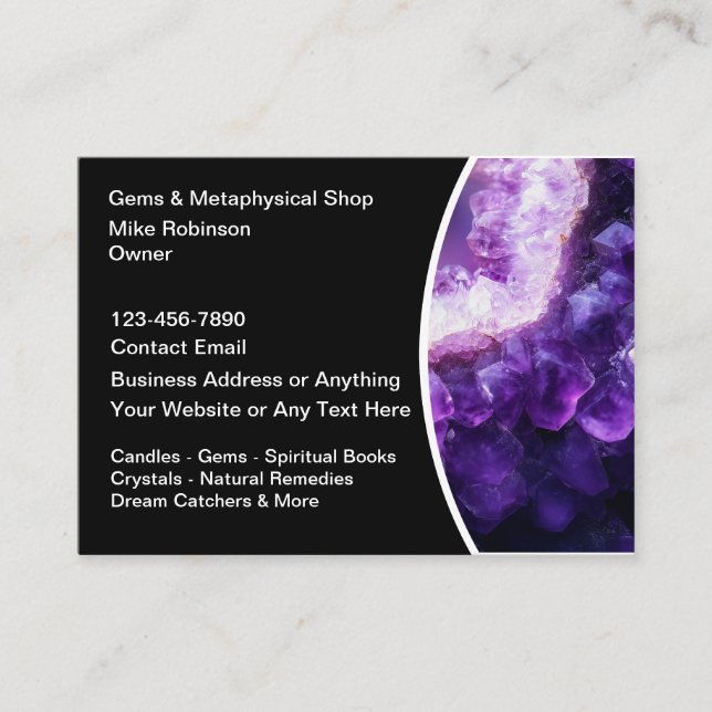 Gems And Metaphysical Shop Business Cards (Front)