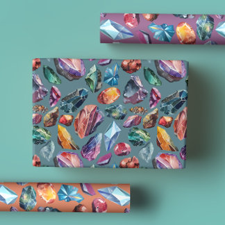 Gems & Crystal Jewel Tone  Wrapping Paper Sheet