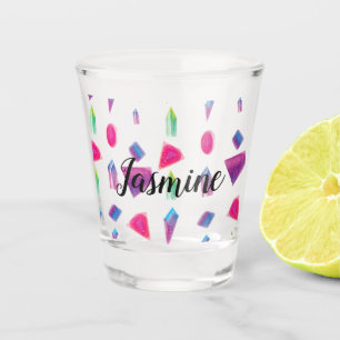 Gems Crystals Galaxy Hand Watercolored Pattern Shot Glass