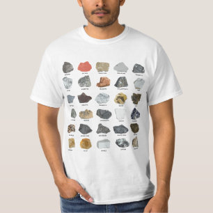 Gems Crystals Ores & Minerals Chart Rock Collectin T-Shirt