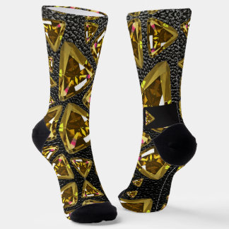 gems patterns yellow socks