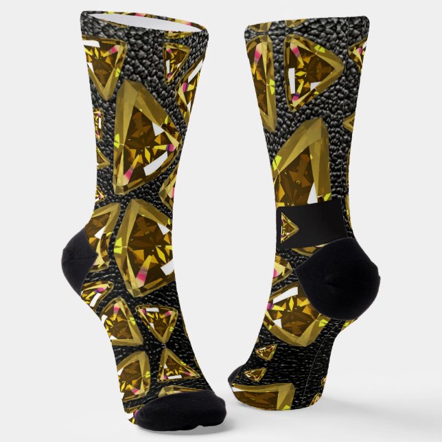 gems  patterns yellow socks (Angled)