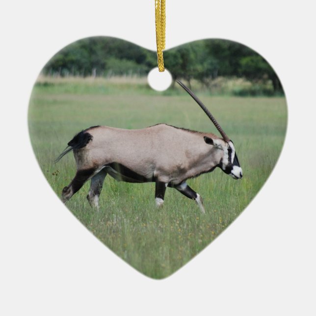 Gemsbok antelope ceramic tree decoration (Front)