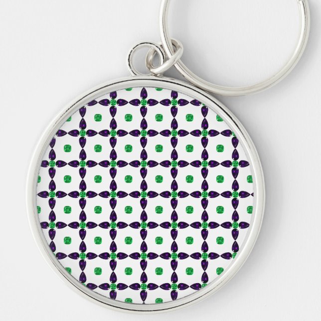 Gemstone Art, Green and Purple Key Ring (Front)