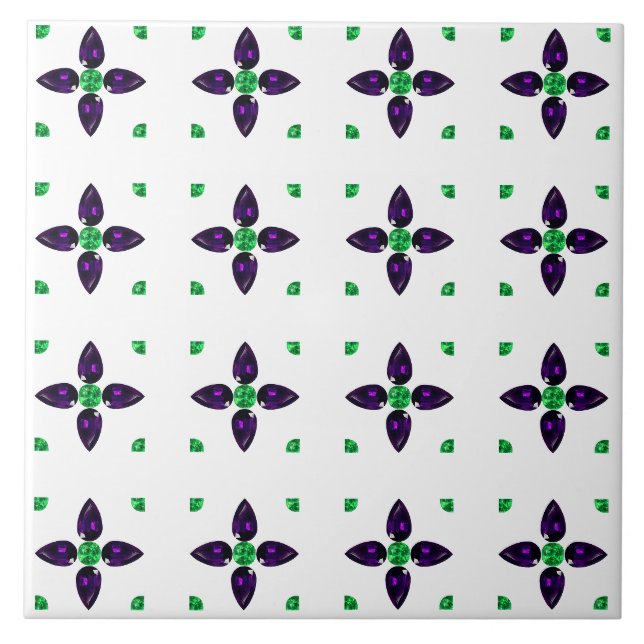 Gemstone Art, Green and Purple Tile (Front)