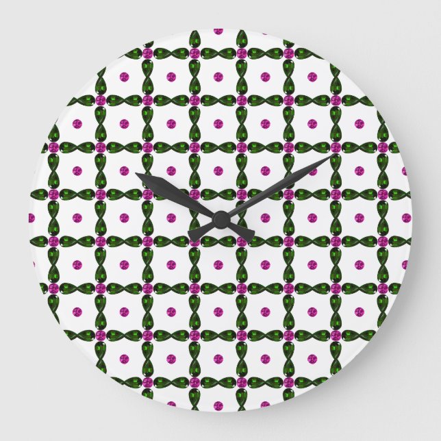Gemstone Art, Purple Green Large Clock (Front)