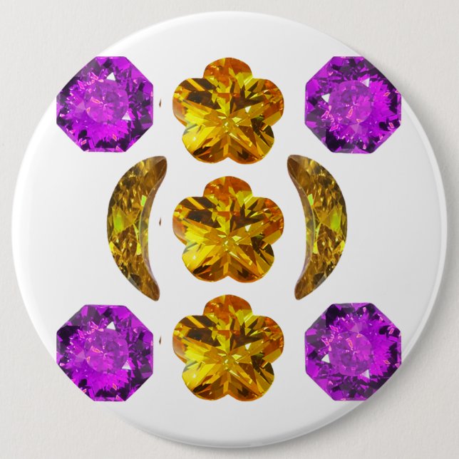 Gemstone Art Purple Orange 6 Cm Round Badge (Front)