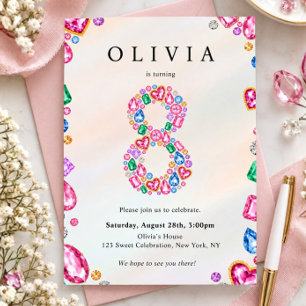 Gemstone Birthday Invitation, Colourful Jewel Part Invitation