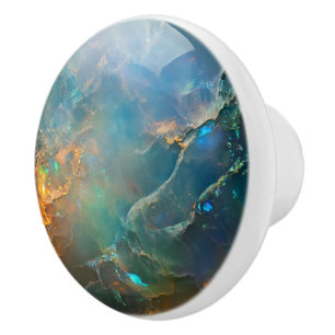 Gemstone Blue Opal Pattern Ceramic Knob