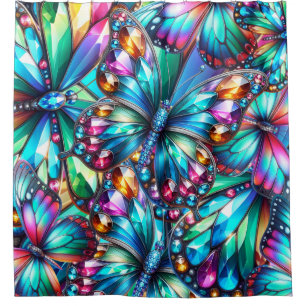 Gemstone Butterfly Shower Curtain