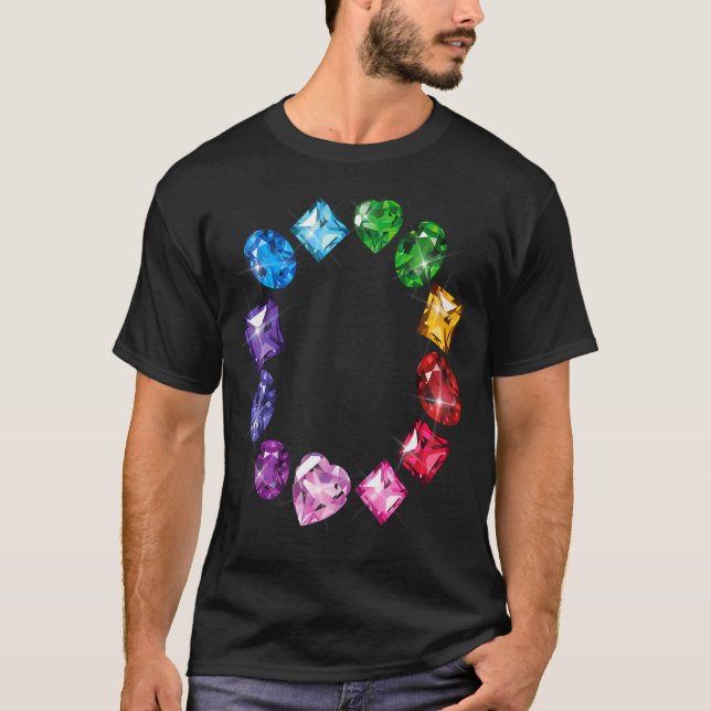 Gemstone Circle Fun Colourful Gemstones T-Shirt (Front)