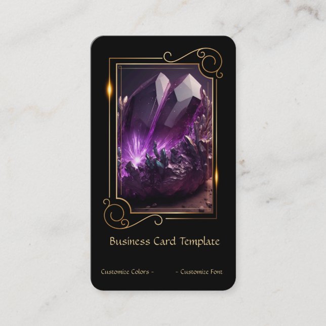 Gemstone Crystal Healing Amethyst  Business Card (Front)