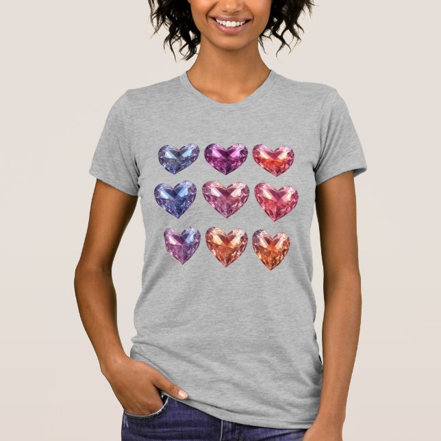 Gemstone crystal hearts  T-Shirt (Front)