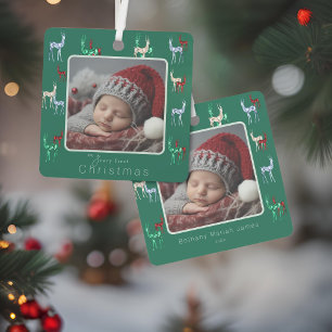 Gemstone Crystal Reindeer Baby's First Christmas Metal Tree Decoration