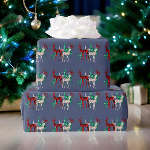Gemstone Crystal Reindeer Christmas Holiday Wrapping Paper