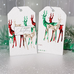 Gemstone Crystal Reindeer Merry Christmas  Gift Tags