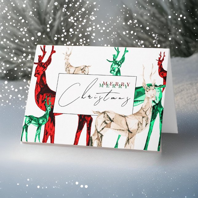 Gemstone Crystal Reindeer Merry Christmas Holiday Card (Creator Uploaded)