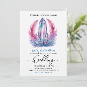 gemstone crystal watercolor wedding invitation