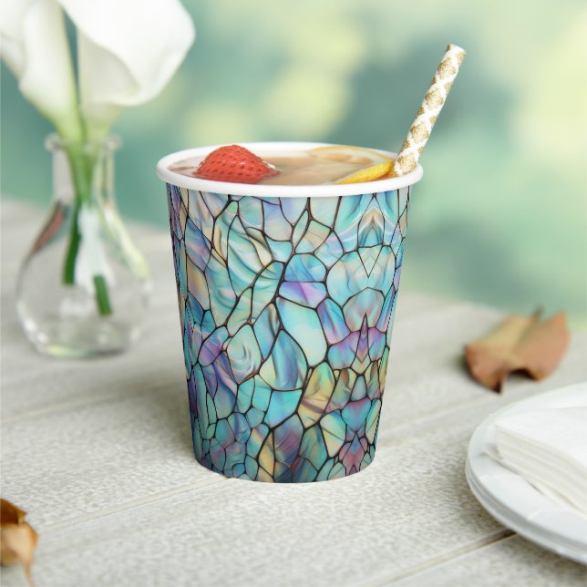 Gemstone Elements Opal Colourful  Mix Pattern Paper Cups (Insitu)