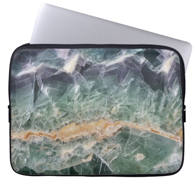 Gemstone Fluorite Photo Purple Green Mineral Gem Laptop Sleeve (Front)