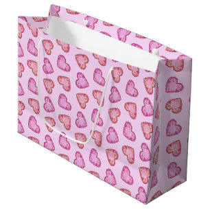 Gemstone Hearts Cute Pink Valentines Day Large Gift Bag
