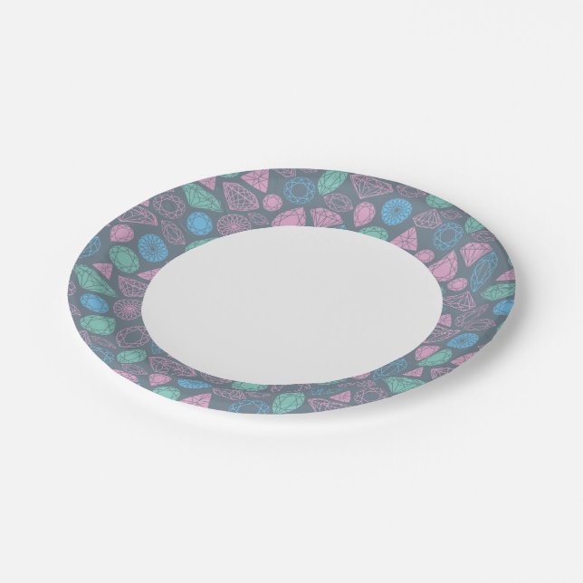 Gemstone Icon Pattern Paper Plate (Angled)