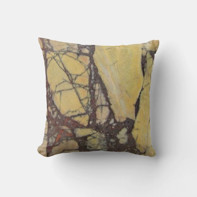 Gemstone Marbled Red Yellow Nature Pattern Gem Cushion (Front)