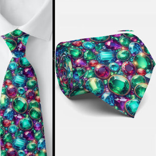 Gemstone Neck Tie   Jewel Tone Colours