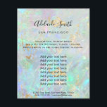 gemstone opal FAUX iridescent texture Flyer<br><div class="desc">beauty salon professional makeup artist flyer</div>