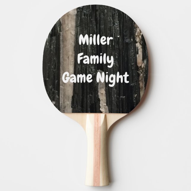 Gemstone Photo Black White Family Name Gem Modern Ping Pong Paddle (Front)