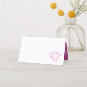 Gemstone pink tourmaline heart place guest cards