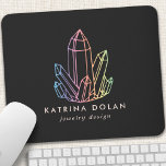 Gemstone Rainbow Quartz Crystal Business Logo Mouse Pad<br><div class="desc">Gemstone Rainbow Quartz Crystal Business Logo Mouse Pad. This elegant modern trendy business design features a rainbow gradient quartz crystal cluster on a solid black background. Perfect for a jewellery designer,  fashion blogger,  holistic reiki master or even a boutique!</div>
