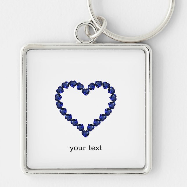 Gemstone Sapphire Blue Heart Key Ring (Front)