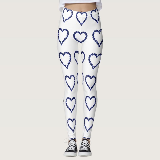 Gemstone Sapphire Blue Heart Leggings (Front)