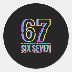Gen Alpha Six Seven 6 7 Meme  Classic Round Sticker