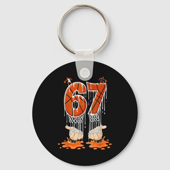 Gen Alpha Slang Kids 67 Basketball Ice Cream Drip  Key Ring (Front)