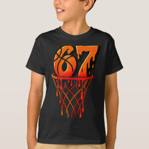 Gen Alpha Slang Kids 67 Basketball Ice Cream Drip  T-Shirt